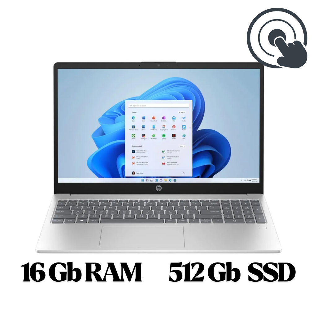 HP 15-FC0047 – Laptop 15.6″ FHD Touch, AMD Ryzen 7 7730U, 16GB RAM, 512GB SSD, Windows 11, Natural Silver