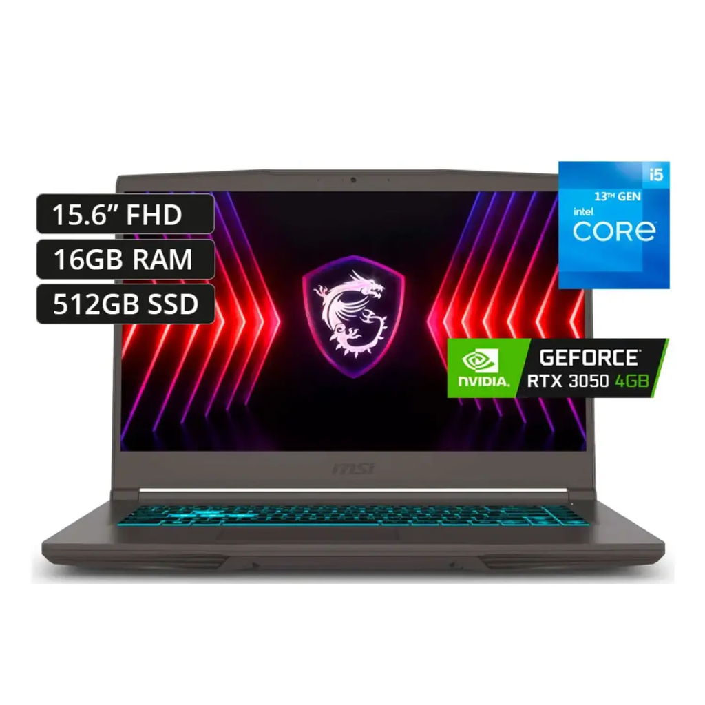 MSI Thin 15 B13UC-1000 – Laptop Gamer 15.6″ FHD 144Hz, Intel Core i5-13420H, 16GB RAM, 512GB SSD, NVIDIA RTX 3050 4GB, Windows 11, Black