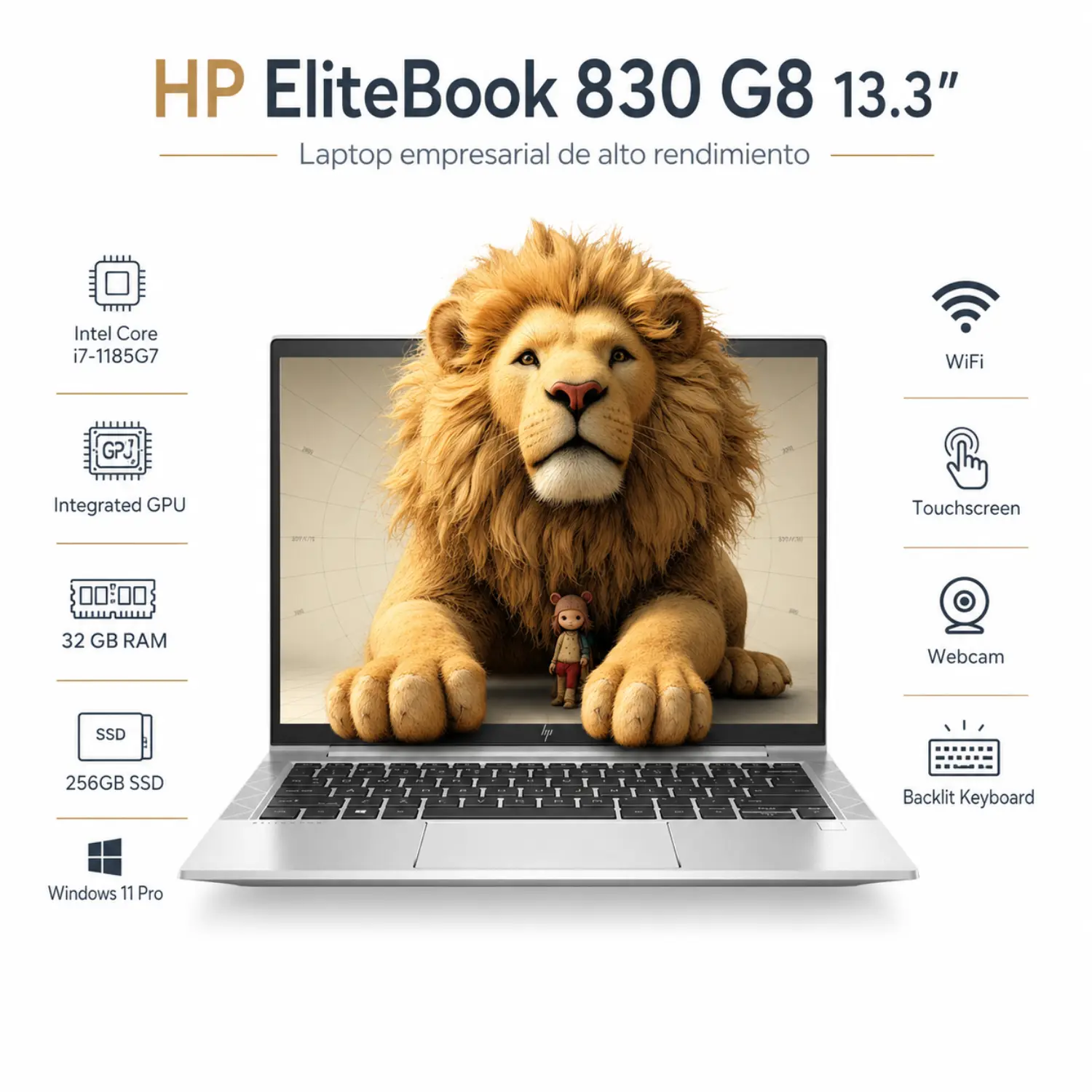 Laptop HP EliteBook 830 G8 13.3 Touch Intel Core i7 32GB RAM 256GB SSD Windows 11 Pro
