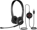 Auriculares estéreo USB con ENC (Cancelación de ruido electrónico)conexión USB-A, optimizados para plataformas UC, y controlador en línea con indicador LED