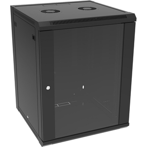 Cabina de bastidor 4XEM 12U Montaje en pared para Servidor, Conmutador LAN, Panel de conexiones - 19" Ancho - Negro