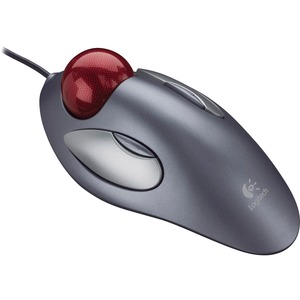 Desplazamiento mediant Bola (Trackball) Logitech TrackMan Marble - USB - Óptico - 2 Botón(es) - Rojo, Plata - 1 Paquete(s)