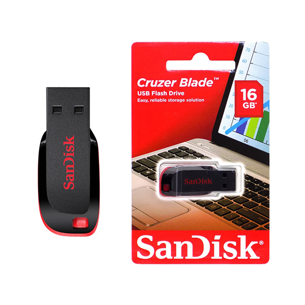 Memoria USB SanDisk Cruzer Blade CZ50, 16GB, USB 2.0, Negro/Rojo