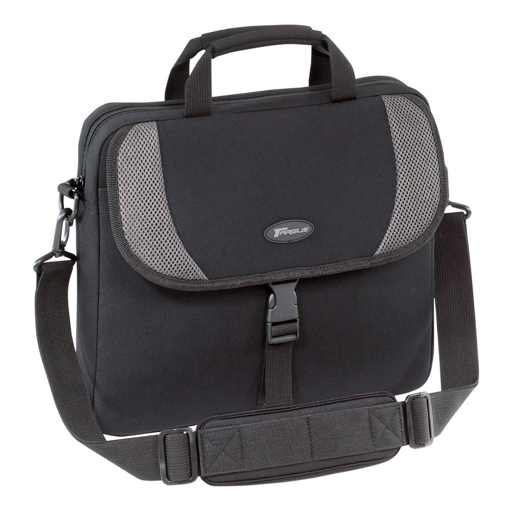 Targus Funda de neopreno con correa para el hombro para portátiles de 16", negro con detalles en gris (CVR200)