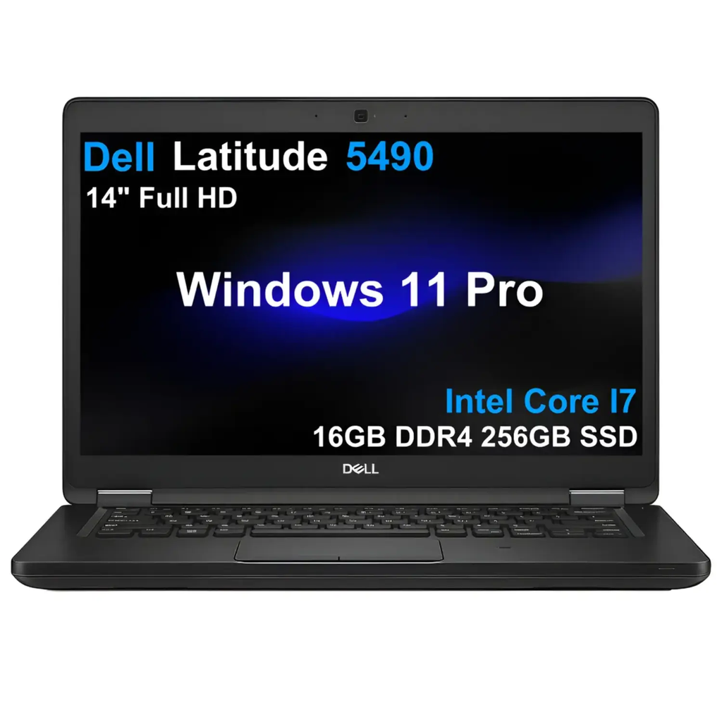 Dell Latitude 5490 Refurbished – Laptop 14" Full HD, Intel Core i7-8650U, 16GB RAM, 256GB SSD, Teclado Retroiluminado, Webcam, Windows 11 Pro (Grade A)