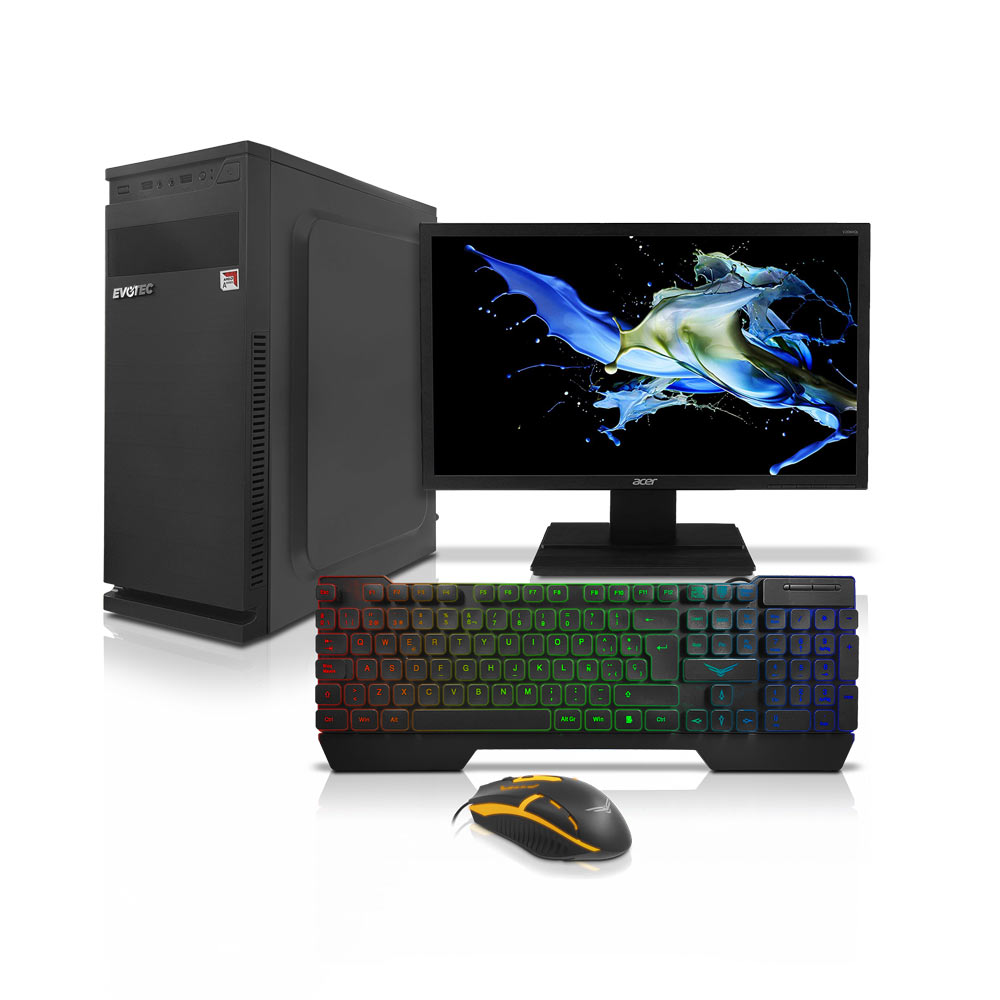 Computadora Gamer ATX Mid-Tower Evotec EV-1004, AMD A6-9500, 8GB RAM 1TB, Window 10 Home, Monitor Acer 19.5", Teclado y Mouse - Negro