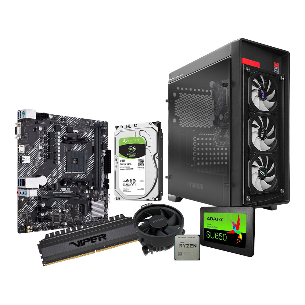 PC Hyundai AMD Ryzen 7 PRO 16GB RAM 120GB SSD + 2TB HDD SATA