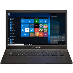 Refurbished Hyundai HyBook, 14.1" Celeron Laptop, 4GB RAM, 128G Storage, 2.0MP Camera, Expandable M.2 SATA SSD Slot, Windows 10 Home S Mode, WiFi, Grey