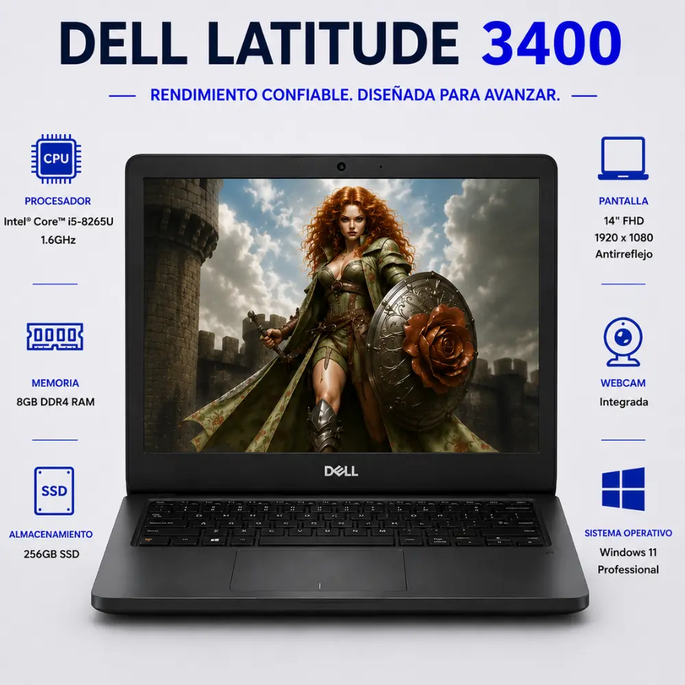 Reacondicionado-Dell Latitude 3400 Laptop i5 8GB RAM 256GB SSD 14" FHD Windows 11 Pro