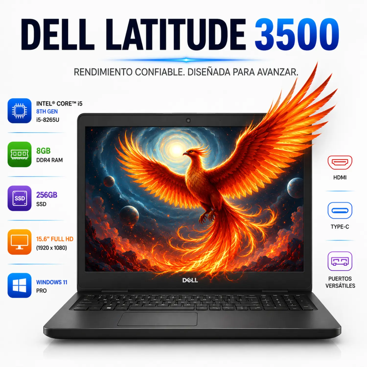 Dell Latitude 3500 15.6" FHD Intel Core i5 8GB RAM 256GB SSD Windows 11