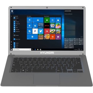 Laptop Hyundai HyBook | 14.1” | Celeron | 4GB RAM | 64GB HDD Expandible 2.5” SATA HDD Slot | Windows 10 Home | Color Gris | Reacondicionado Grado A