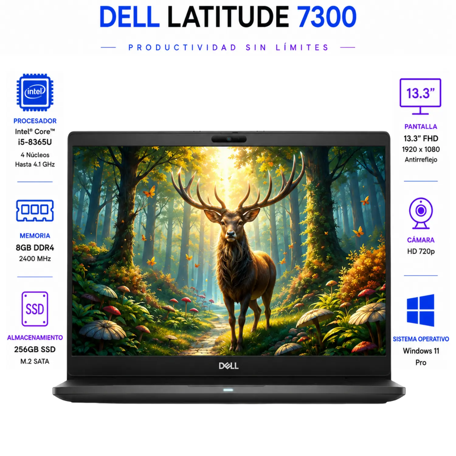 Dell Latitude 7300 13.3" FHD Intel Core i5 16GB RAM 256GB SSD Windows 11 (Reacondicionado) 