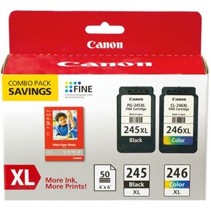 Canon Cartucho PG-245XL/CL-246XL Original Inkjet Ink Cartridge/Paper Kit - Combo Pack - Black, Color Pack