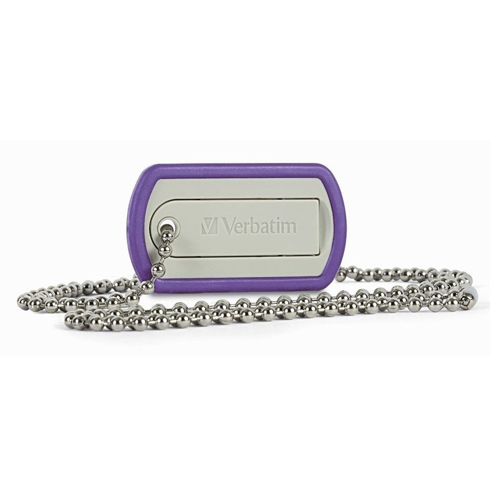 Unidad flash Verbatim Dog Tag Robusto - 8 GB - USB 2.0 - Violeta - Conforme con normas TAA