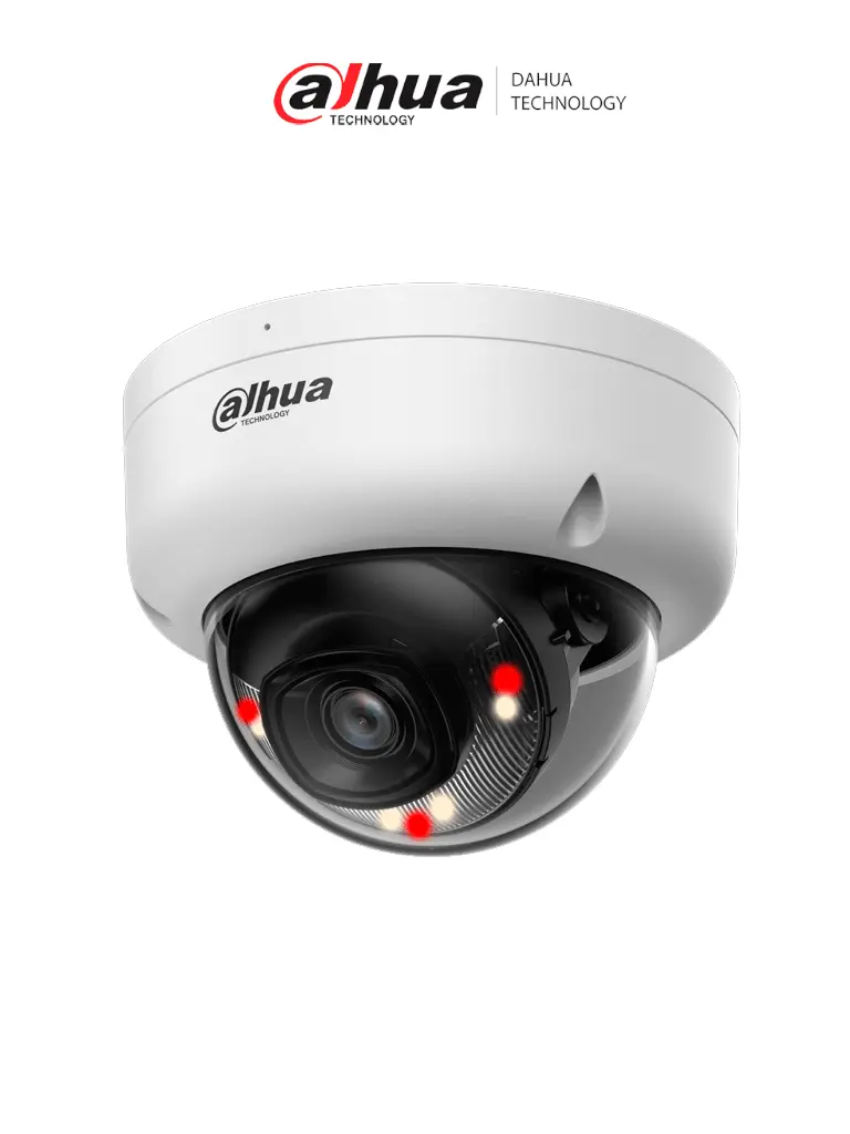 DAHUA DH-IPC-HDBW1239E1-A-IL- Cámara IP Domo Antivandalica de 2 Megapixeles Iluminador Dual/ Lente de 2.8 mm/ 104 Grados de Apertura/ Micrófono incorporado/ Detección de movimiento