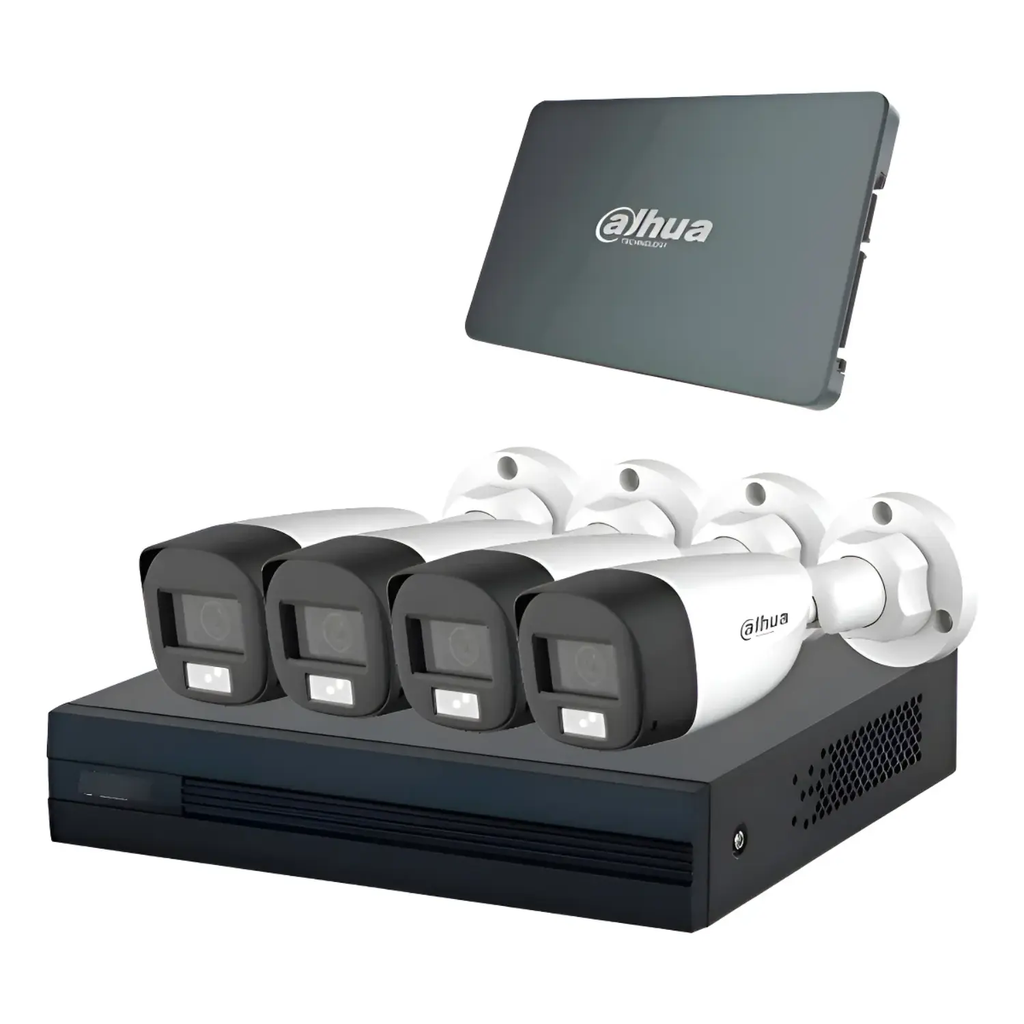 Kit Iluminación Dual de 4 Canales con SSD de 512GB/ 4 Camaras IL de 2 Megapixeles con Microfono/ DVR Cooper-I WizSense/ Con IA/ 4 Ch+1 IP/ Accesorios Incluidos