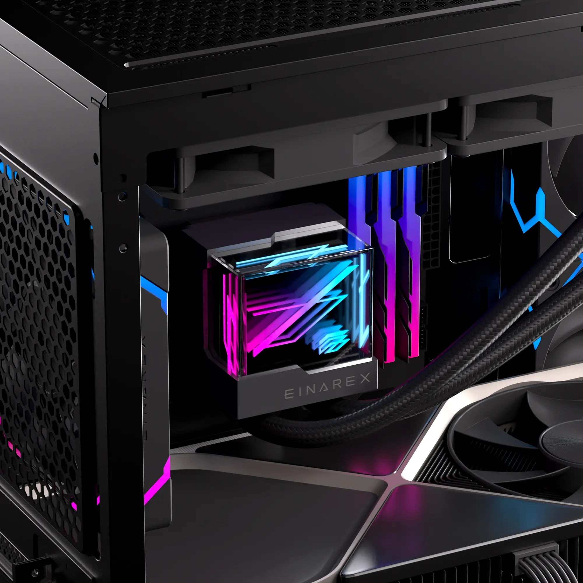 Enfriamiento Líquido EINAREX Vertex Lite 360 – Espejo Infinito – Fans ARGB – 360mm – Intel & AMD