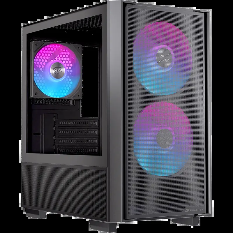GABINETE EINAREX PULSE PM150 RGB NEGRO CRISTAL TEMPLADO MATX SIN FUENTE 3 FANS INCLUIDO USB C 