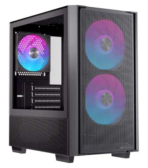 Gabinete EINAREX Pulse PM150 RGB Black – MATX – Cristal Templado – 3 Fans - USB C