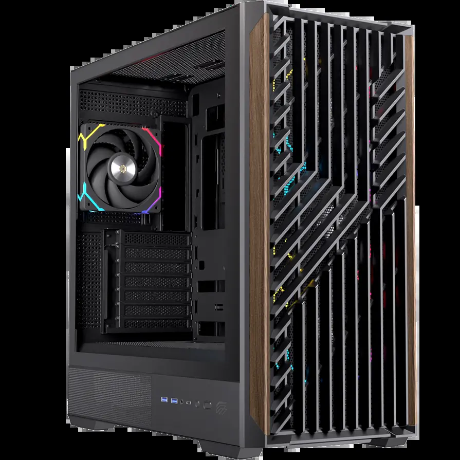 GABINETE EINAREX P800 RGB NEGRO CRISTAL CONEXIÓN INVERSA TEMPLADO ARX SIN FUENTE 4 FANS INCLUIDOS USB C 
