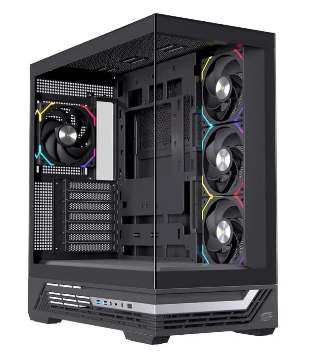 Gabinete EINAREX Prisma S800 – ATX – Cristal Templado Panorámico – Conexión Inversa – 4 Fans RGB – USB-C