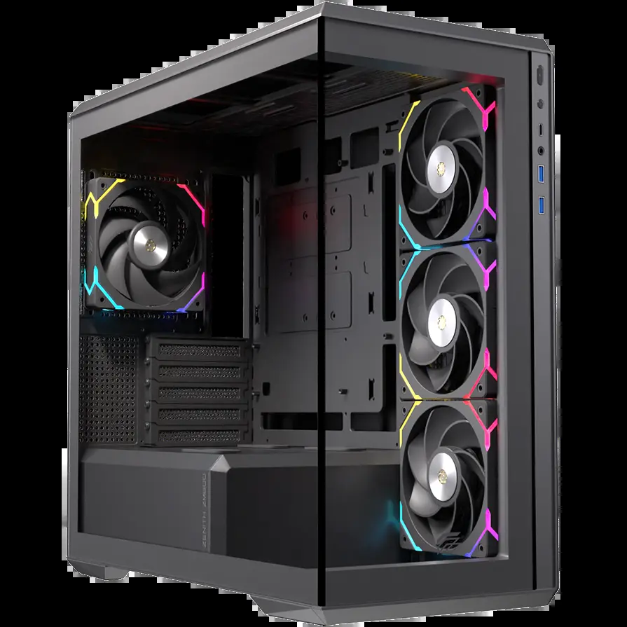 GABINETE EINAREX ZM800 RGB NEGRO CRISTAL TEMPLADO ATX SIN FUENTE 4 FANS INCLUIDOS USB C 