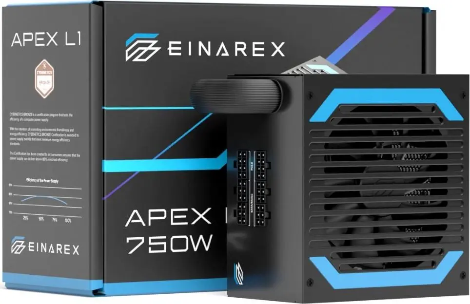 Fuente de Poder EINAREX APEX L1 750W – Semi Modular – Cybenetics Bronze