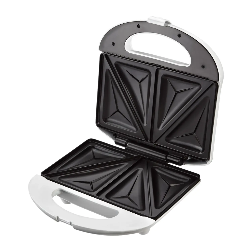 Sandwichera Dominion Blanca D5011W - Placas Antiadherentes, Sellado Rápido y Diseño Compacto para Cocina Hogareña o de Oficina