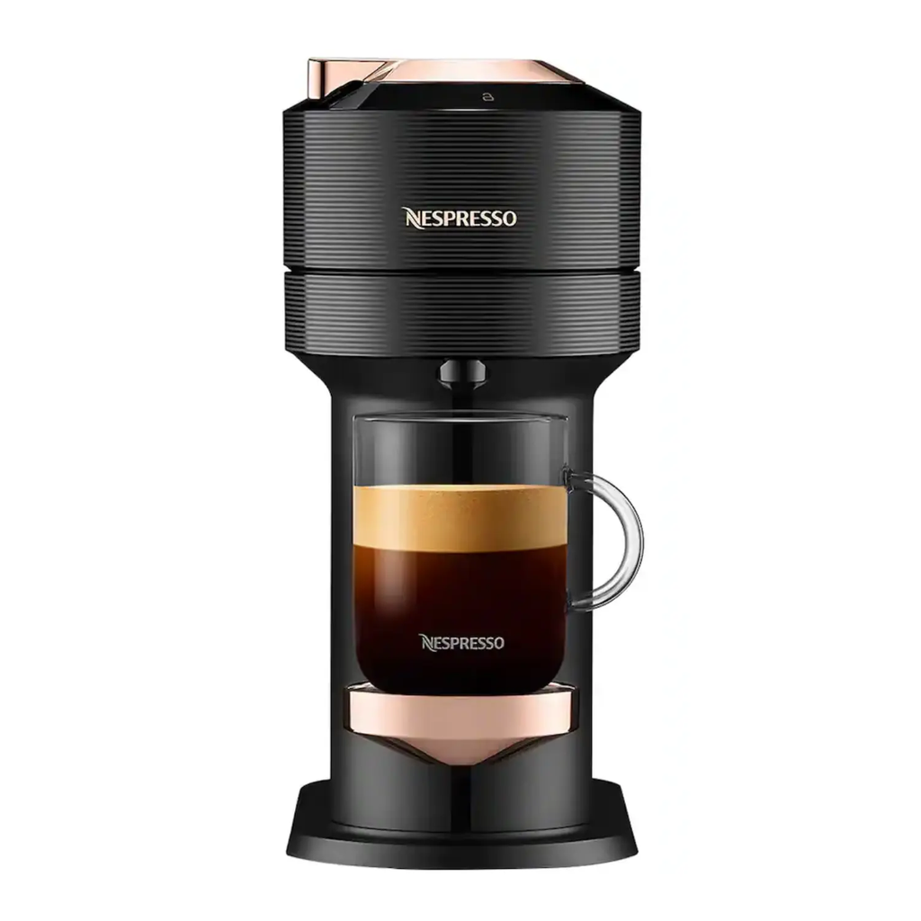 Máquina de Café y Espresso Nespresso Vertuo Next por De'Longhi - Edición Black & Rose Gold, Tecnología Centrifusion, 5 Tamaños de Taza