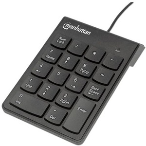 TECLADO NUMÉRICO ALÁMBRICO,USB, 18 TECLAS DE TAMAÑO COMPLETO, NEGRO
