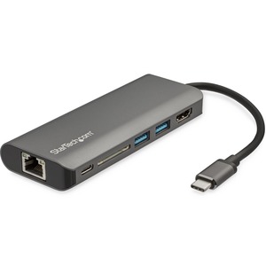 Estación de acoplamiento StarTech.com USB Tipo C para Portátil - Lector de tarjeta memoria - SD, SDHC, SDXC, microSDXC, microSDHC - 60 W - Gris