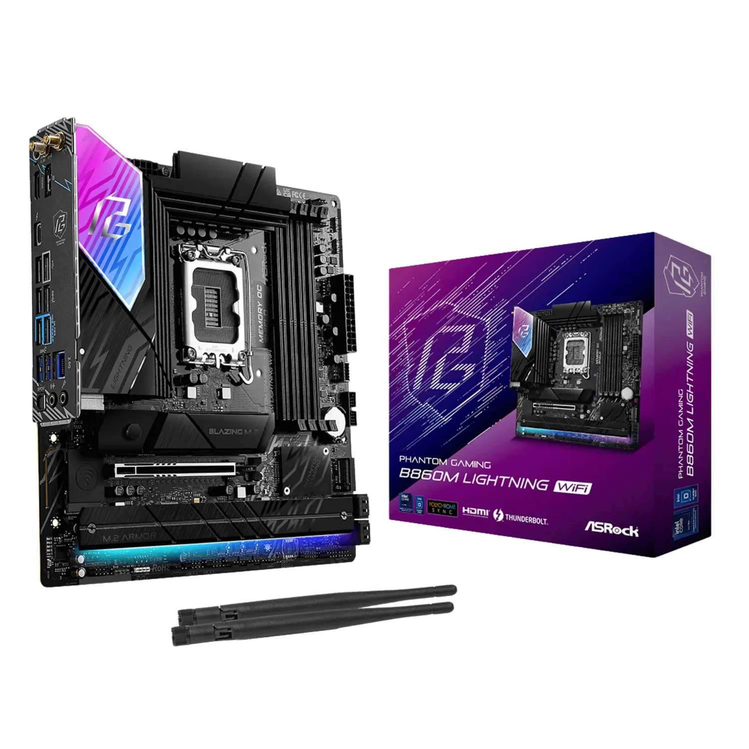 ASRock B860M Lightning WiFi Tarjeta Madre DDR5 Micro ATX WiFi