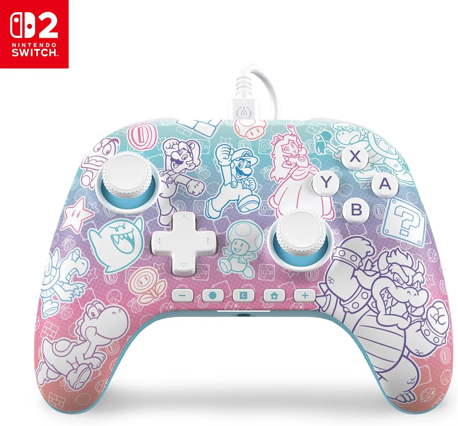 PowerA Advantage Wired Controller for Nintendo Switch 2 - Mushroom Kingdom