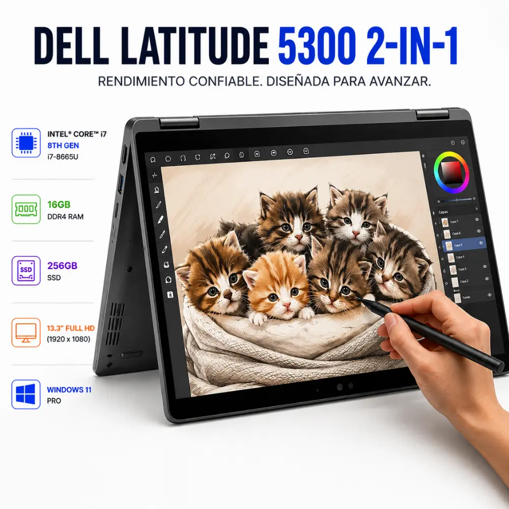 [DE5300-2IN1-I7-16-256-TS/RFB] Dell Latitude 5300 13.3" 2 en 1 Intel Core i7 16GB RAM 256GB SSD Windows 11 (Reacondicionado) 