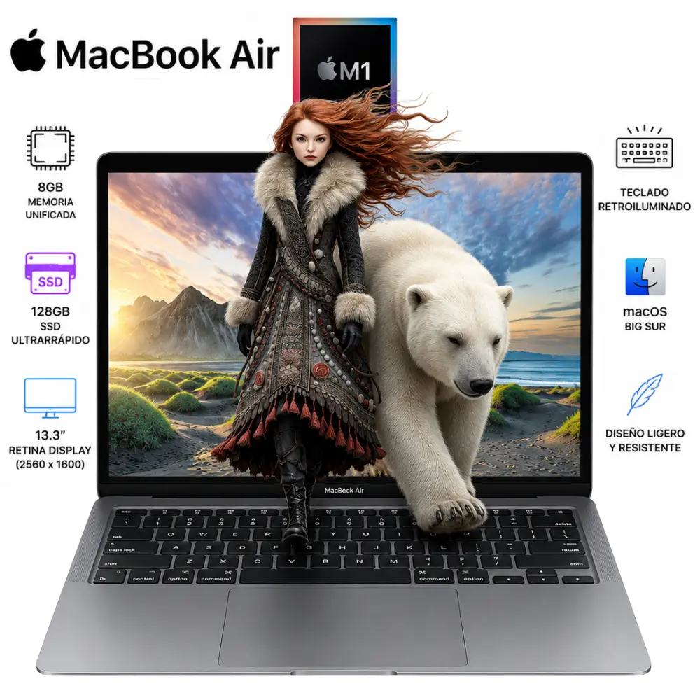 [A2337SPG20-C-M187-8-S128/RFB] Apple MacBook Air M1 13.3" 8GB RAM 128GB SSD Gris Espacial (Reacondicionado)