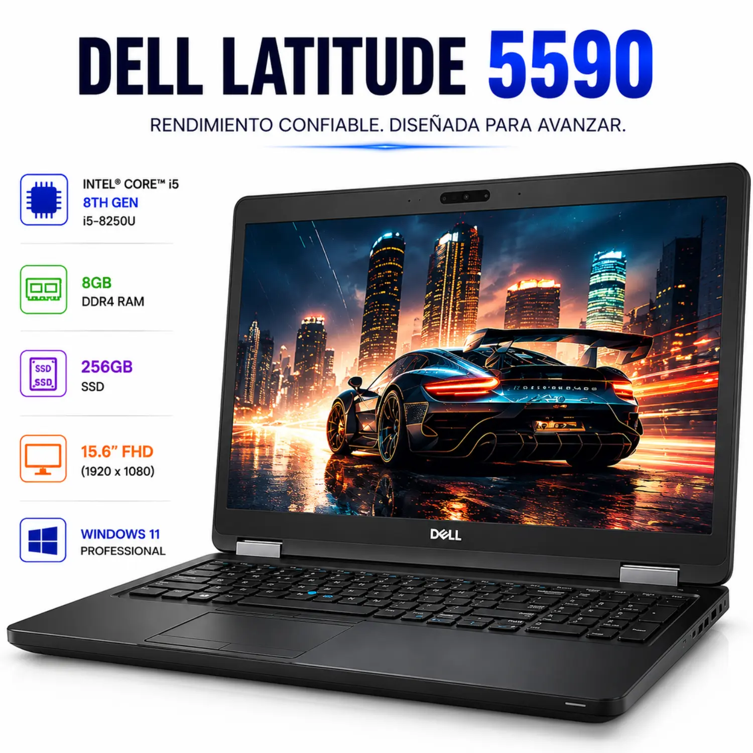 [DE5590-I5-8-256-FHD/RFB] Dell Latitude 5590 15.6" FHD Intel Core i5 8GB RAM 256GB SSD Windows 11 (Reacondicionado) 