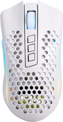 Redragon Mouse Gamer Storm Pro M808w-ks Blanco Wireless, Forma de Panal RGB, Inalámbrico 2.4 GHz Dongle USB/Cableado USB, 16,000 dpi - 8 Botones programables 