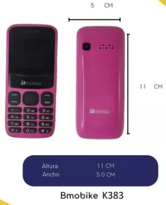 [K383PINK/NEW] Bmobile Telefono Celular K383 Liberado SMS y Llamadas Dual SIM 2G Desbloqueado con Radio 32 MB PINK