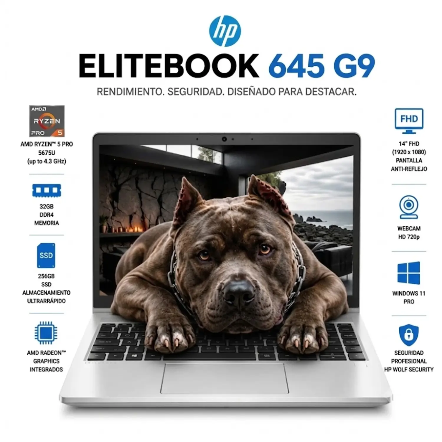 [6L7T9UC#ABA_HP_WDUUZ_R/RFB] HP EliteBook 645 G9 14" FHD Ryzen 5 PRO 5675U 32GB RAM 256GB SSD Win11 Pro Grade A