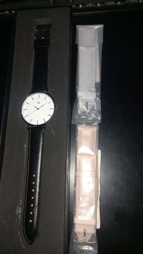 [602860764216/BDL/NEW] Reloj de Pulsera Wanderlust, Esfera Blanca con correa negra +2 correas de regalo