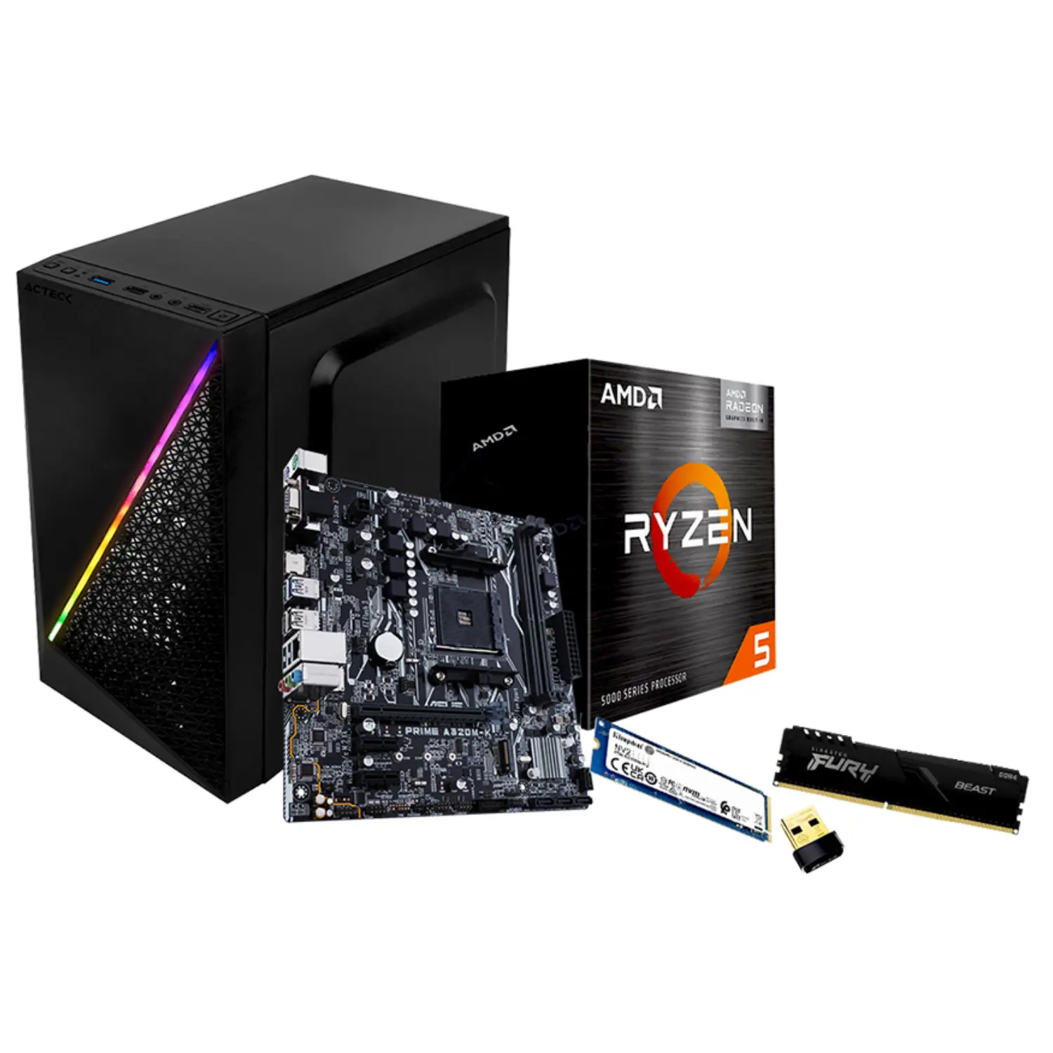 [SYSR5600GA32016512ST01-GRB/RFB] PC Gaming Entrada | AMD Ryzen 5 5600G | 16GB RAM | 512GB NVMe | WiFi | Windows 10 Eval | Reacondicionado Grado B