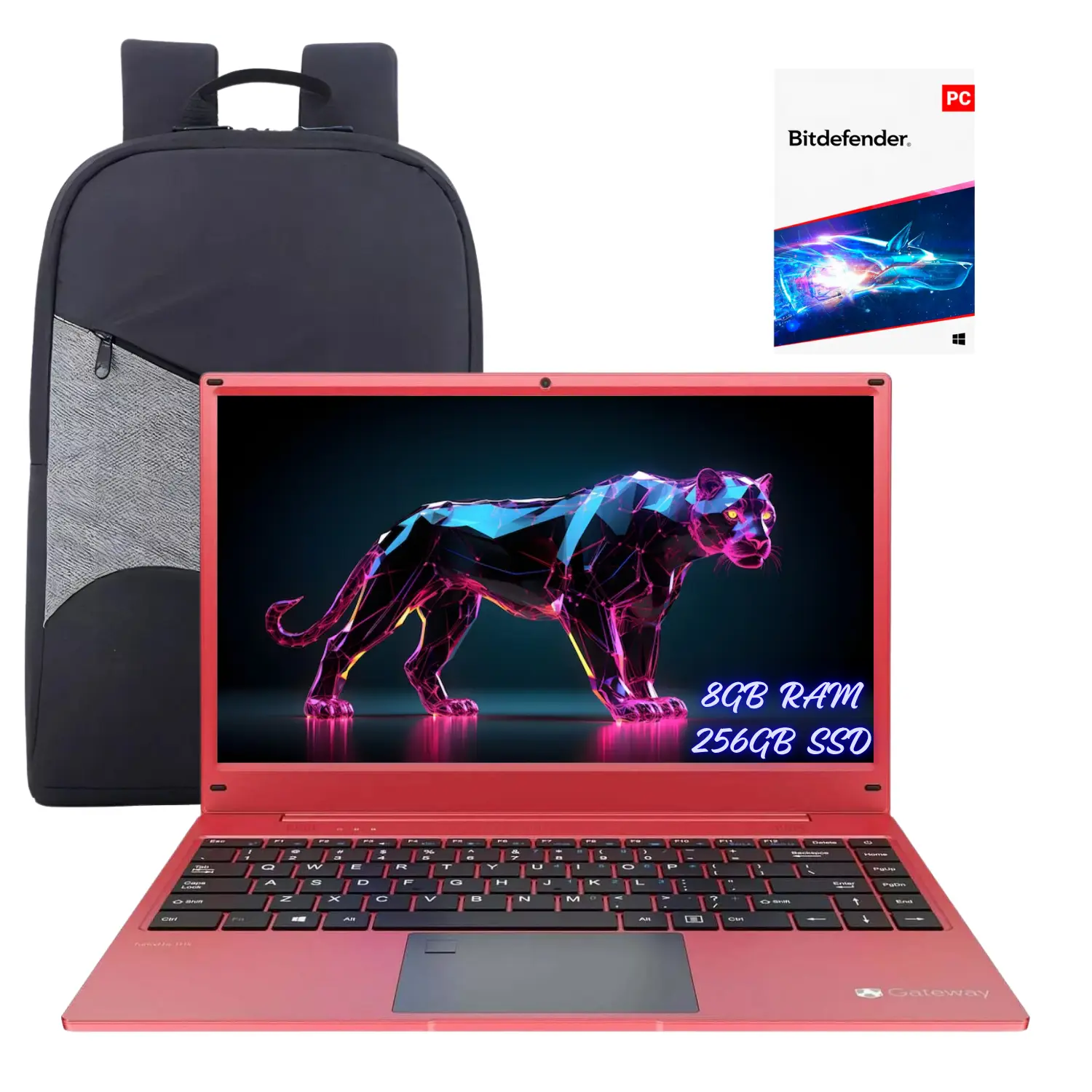 [RBG1D0D00/BDL/RFB] Bundle Laptop Gateway 14.1” Ultra Slim Ryzen 5 3500U 8GB/256GB + Mochila HP Wings 15.6” + Bitdefender Total Security | Paquete Completo Trabajo/Escuela