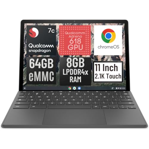 HP Chromebook x2 11-da0023dx – Laptop 2-en-1 11″ 2K Touch, Snapdragon 7c, 8GB RAM, 64GB eMMC, ChromeOS