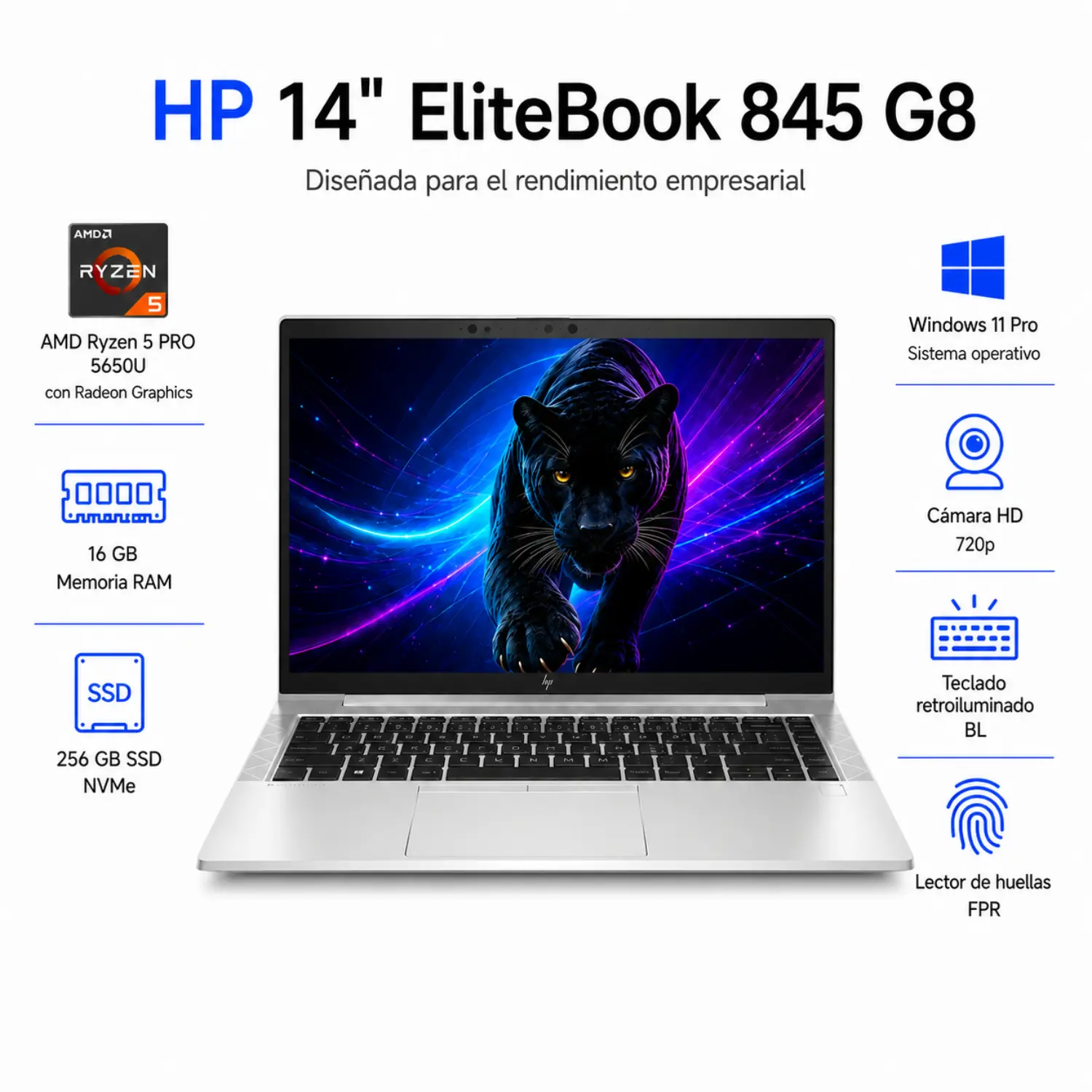 [845G8-R5-16-256-A/RFB] HP EliteBook 845 G8 14" FHD AMD Ryzen 5 PRO 5650U 16GB RAM 256GB SSD (Reacondicionado) 