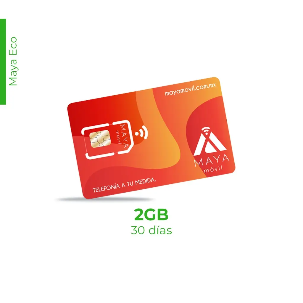 [NP-MAYA-ECO-2GB-30D/NEW] Maya Móvil Eco 30 días de vigencia, 2 Gb de datos, llamadas, SMS y redes sociales ilimitados