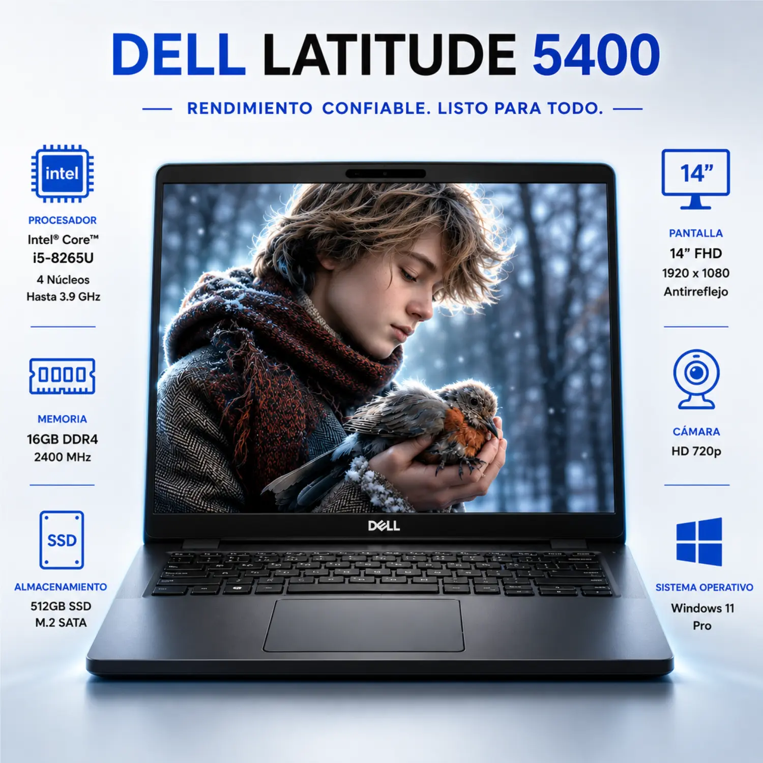 [DE5400-I5-16-512-FHD/RFB] Dell Latitude 5400 14" FHD Intel Core i5 16GB RAM 512GB SSD Windows 11 (Reacondicionado) 
