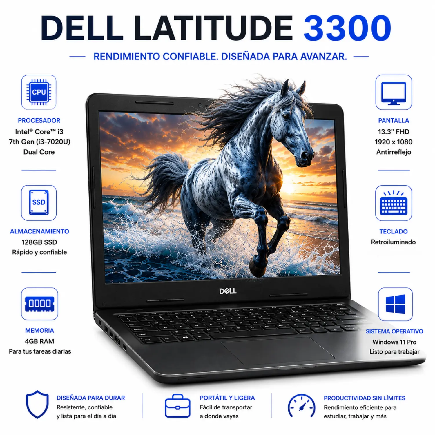 [DE3300-I3-4-128-ES/RFB] Dell Latitude 3300 13.3" FHD Intel Core i3 4GB RAM 128GB SSD Windows 11 (Reacondicionado) 