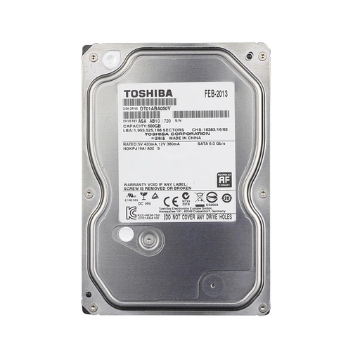 [DT01ABA050V/PUL] Disco Duro Interno Toshiba hd502hi 500GB, SATA lll 6 GB/s, 5400 RPM, 3.5" - Usado Grado A