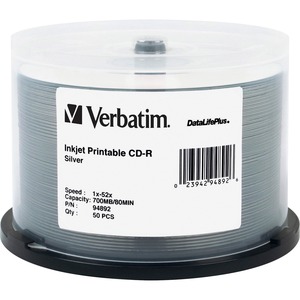 [94892/RFB] CD Grabables Verbatim DataLifePlus 94892 - CD-R - 52x - 700 MB - 50 Paquete(s) Cabezal con Ejes Rotatorios