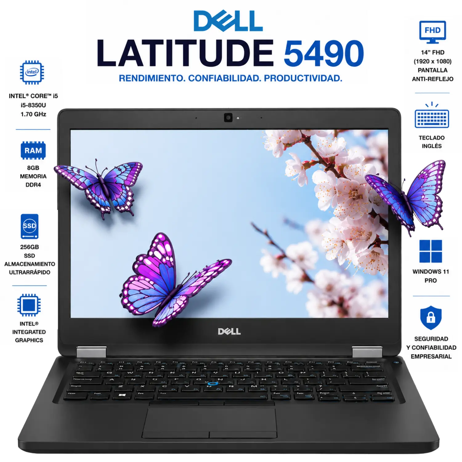 [DE5490-I5-8-256-ES/RFB] Dell Latitude 5490 14" FHD Intel Core i5 8GB RAM 256GB SSD Windows 11 (Reacondicionado) 